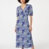 Patchwork Print Midi Tea Dress -Hallmark Style D165612 MULTI NAVY 1