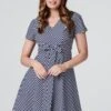 Striped Tie Front Skater Dress 2 Striped Tie Front Skater Dress -Hallmark Style D165630 NAVY AND WHITE 3