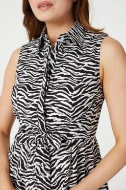 Printed Sleeveless Shirt Dress -Hallmark Style D165631 MULTI BLACK 4