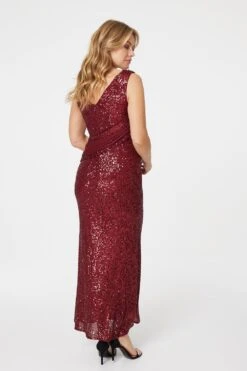 Sequin Sleeveless Maxi Dress -Hallmark Style D165696 WINE 5