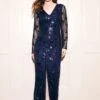 Sequin Long Sleeve Maxi Dress -Hallmark Style D165752