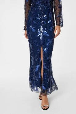 Sequin Long Sleeve Maxi Dress -Hallmark Style D165752 NAVY 4