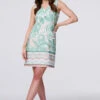 Floral V-Neck Knee Length Shift Dress -Hallmark Style D165875 GREEN 1