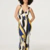 Printed Twist Detail Maxi Dress -Hallmark Style D165878 MUSTARD 1