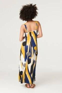 Printed Twist Detail Maxi Dress -Hallmark Style D165878 MUSTARD 5