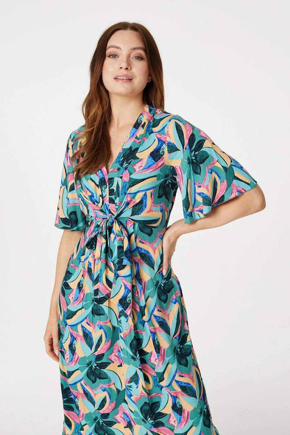 Floral Tie Front Midi Dress 4 Floral Tie Front Midi Dress - Image 2
