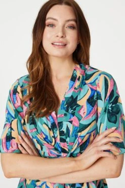 Floral Tie Front Midi Dress 11 Floral Tie Front Midi Dress -Hallmark Style D165889 MULTI GREEN 3