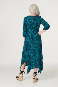 Paisley Hanky Hem Midi Dress -Hallmark Style D166021 TEAL 4
