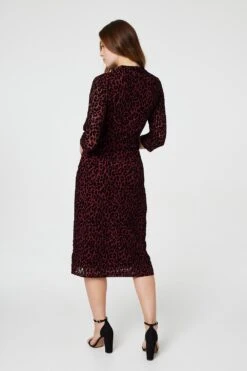 Leopard Print Bodycon Midi Dress -Hallmark Style D166090 WINE 6