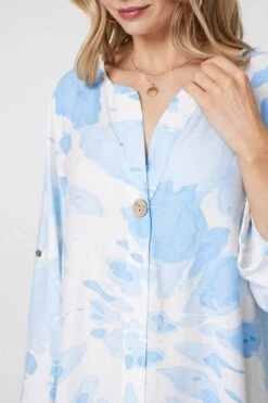 Tie Dye Long Sleeve Midi Tunic Dress -Hallmark Style D166097 LIGHTBLUE 4 81c19739 b91f 4162 8777 0effd3c45f35
