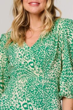 Animal Print Slim Fit Midi Dress 12 Animal Print Slim Fit Midi Dress -Hallmark Style D166178 GREEN 12