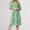 Animal Print Slim Fit Midi Dress -Hallmark Style D166178 GREEN 8