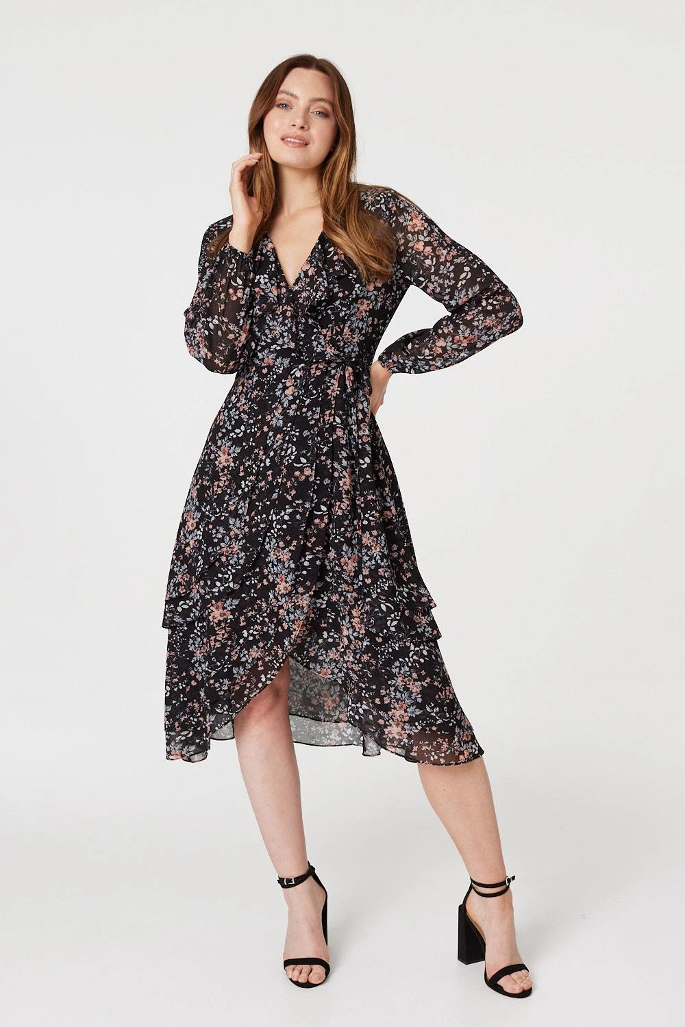 Floral High Low Wrap Midi Dress 4 Floral High Low Wrap Midi Dress - Image 2