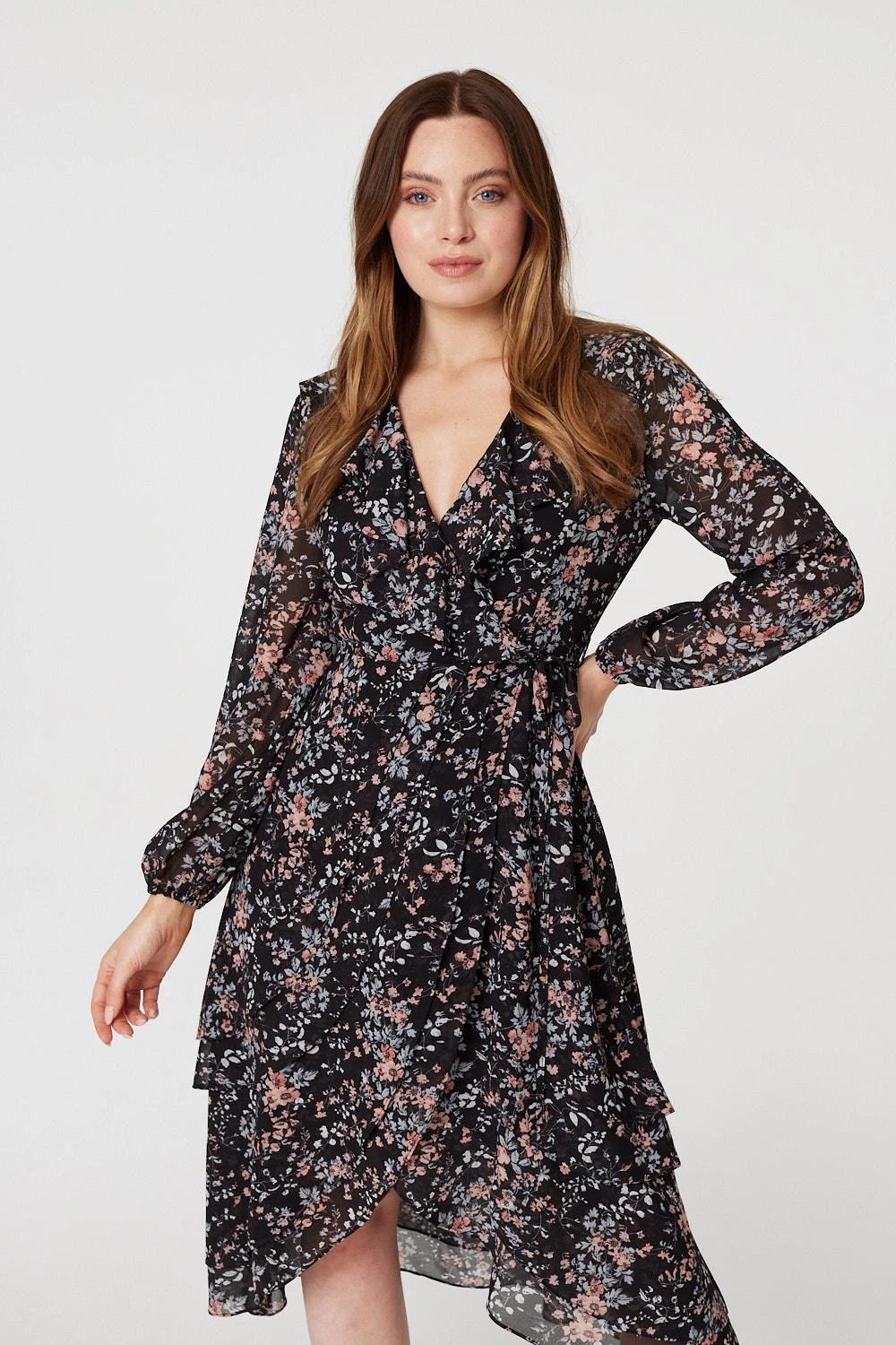 Floral High Low Wrap Midi Dress 3 Floral High Low Wrap Midi Dress