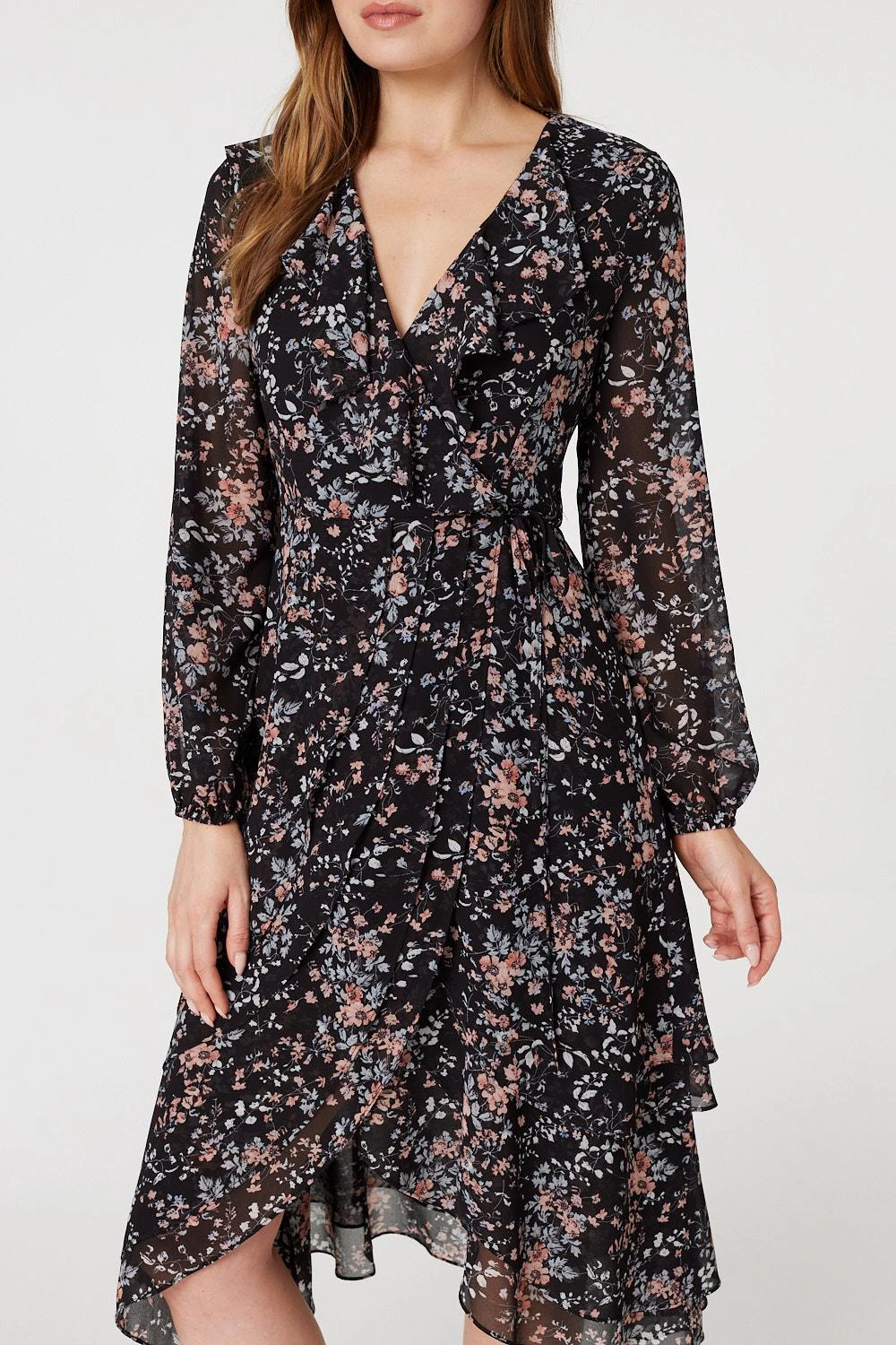 Floral High Low Wrap Midi Dress 7 Floral High Low Wrap Midi Dress - Image 5