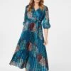 Animal Print Wrap Front Midi Dress -Hallmark Style D166354 MULTI BLUE 1