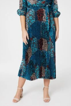 Animal Print Wrap Front Midi Dress -Hallmark Style D166354 MULTI BLUE 5