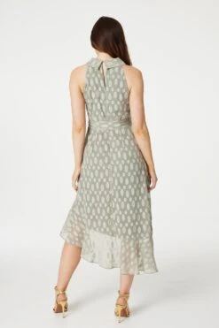 Spotty Halter Neck Midi Dress -Hallmark Style D166784 SAGE 6
