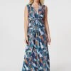 Printed Knot Front Maxi Dress -Hallmark Style D166890 MULTI BLUE 1