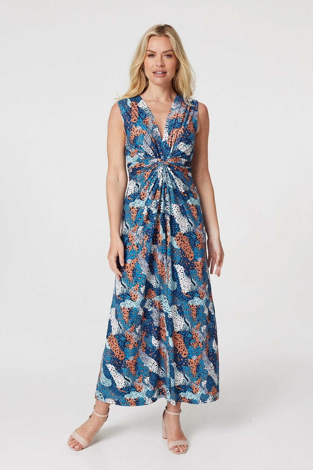 Printed Knot Front Maxi Dress 3 Printed Knot Front Maxi Dress