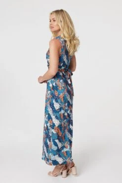 Printed Knot Front Maxi Dress 10 Printed Knot Front Maxi Dress -Hallmark Style D166890 MULTI BLUE 6