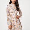 Floral High Neck Short Dress