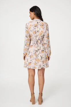 Floral High Neck Short Dress -Hallmark Style D166891 PINK 5