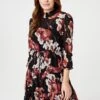 Floral High Neck Smock Dress -Hallmark Style D166897 MULTI BLACK 3