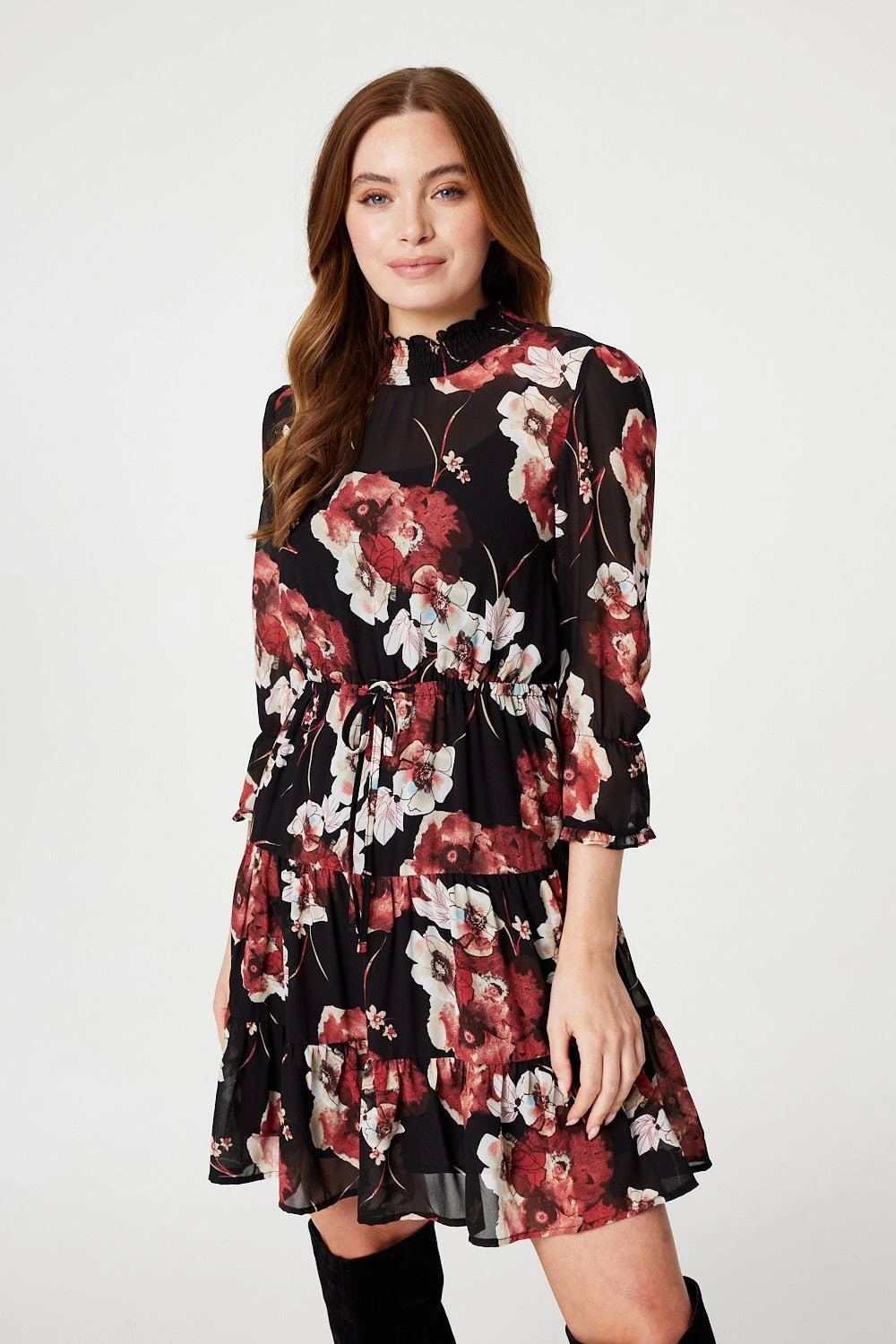 Floral High Neck Smock Dress 3 Floral High Neck Smock Dress