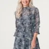 Leopard Print Shirred Neck Dress 1 Leopard Print Shirred Neck Dress -Hallmark Style D166898 BLUE 3