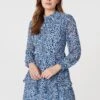 Animal Print Layered Hem Dress -Hallmark Style D167073 BLUE 2