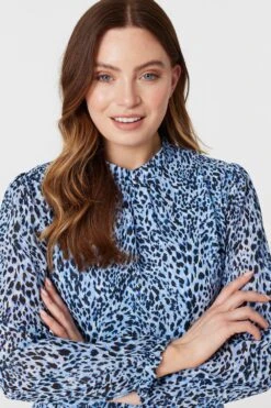 Animal Print Layered Hem Dress -Hallmark Style D167073 BLUE 3