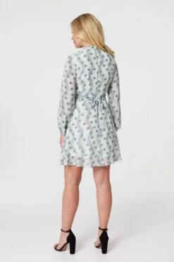 Polka Dot High Neck Short Dress -Hallmark Style D167075 SAGE 5