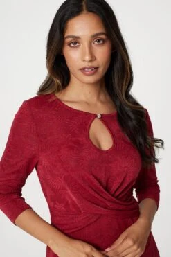 Floral Ruched Front Skater Dress -Hallmark Style D167099 RED 3