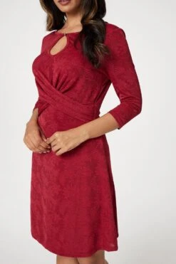 Floral Ruched Front Skater Dress -Hallmark Style D167099 RED 4