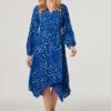 Leopard Print Hanky Hem Dress -Hallmark Style D167205 COBALT BLUE 2
