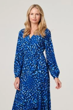Leopard Print Hanky Hem Dress -Hallmark Style D167205 COBALT BLUE 4