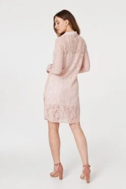 Lace Longline Shirt Dress -Hallmark Style D167210 PINK 6