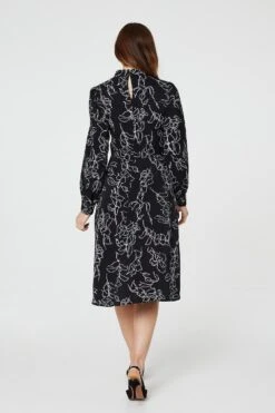 Floral Cut-Out Detail Tea Dress 11 Floral Cut-Out Detail Tea Dress -Hallmark Style D167360 MULTI BLACK 5