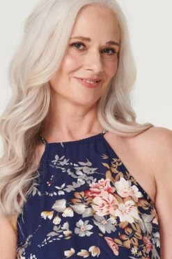 Floral Halter Neck Maxi Dress -Hallmark Style D167493 NAVY 3