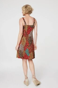 Peacock Print Short Sun Dress -Hallmark Style D167733 ORANGE 6