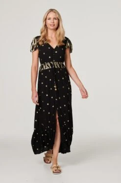 Sequin Cut-Out Back Maxi Dress -Hallmark Style D167752 BLACK 2