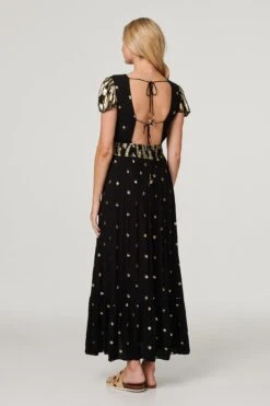 Sequin Cut-Out Back Maxi Dress -Hallmark Style D167752 BLACK 5