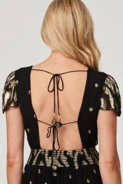 Sequin Cut-Out Back Maxi Dress -Hallmark Style D167752 BLACK 6