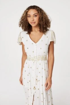 Sequin Cut-Out Back Maxi Dress -Hallmark Style D167752 OFF WHITE 3