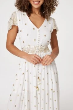 Sequin Cut-Out Back Maxi Dress -Hallmark Style D167752 OFF WHITE 4