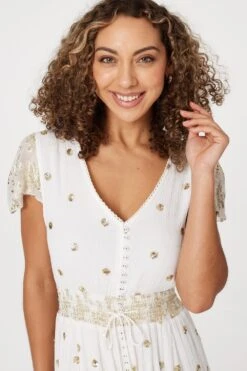 Sequin Cut-Out Back Maxi Dress -Hallmark Style D167752 OFF WHITE 5