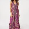 Paisley Halter Neck Maxi Dress -Hallmark Style D167754 MULTI PINK 1