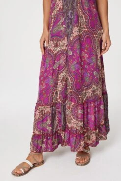 Paisley Halter Neck Maxi Dress -Hallmark Style D167754 MULTI PINK 5