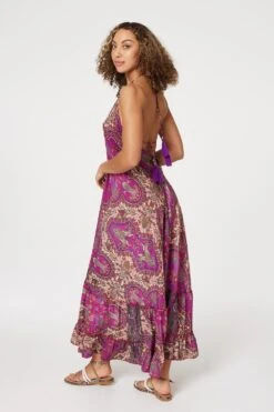 Paisley Halter Neck Maxi Dress -Hallmark Style D167754 MULTI PINK 6